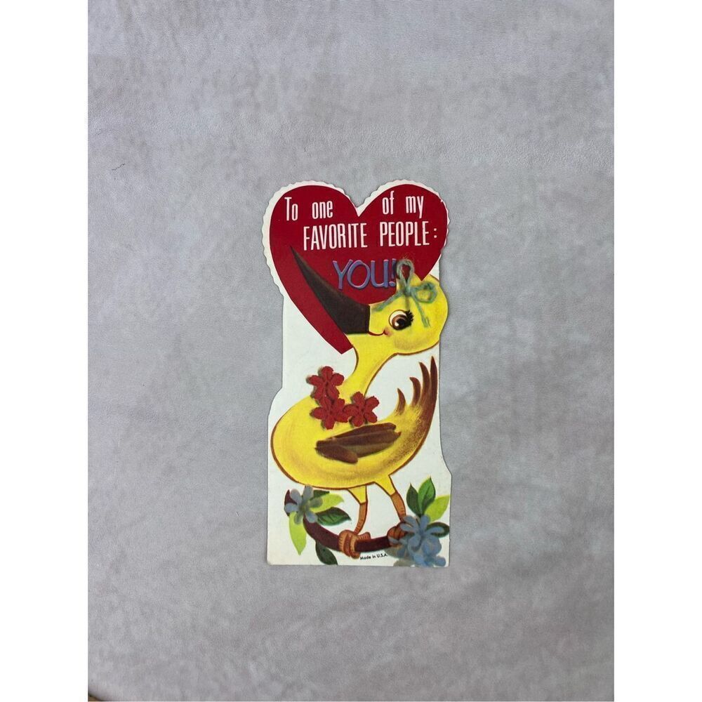 Vintage Valentine’s Day Card Yellow Bird Ephemera